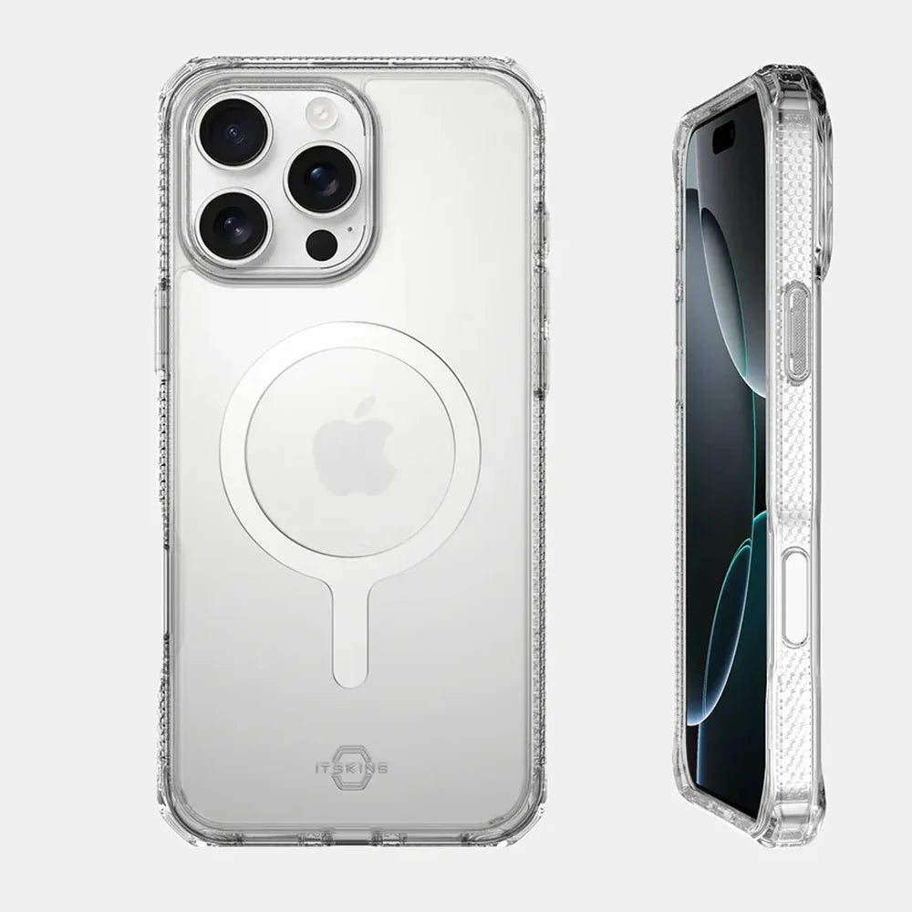 iPhone 16 Pro Max Itskins Hybrid Clear Touch Magsafe Case - Transparent - Tashqila iPhone 16 Pro Max Itskins Hybrid Clear Touch Magsafe Case - Transparent - Tashqila